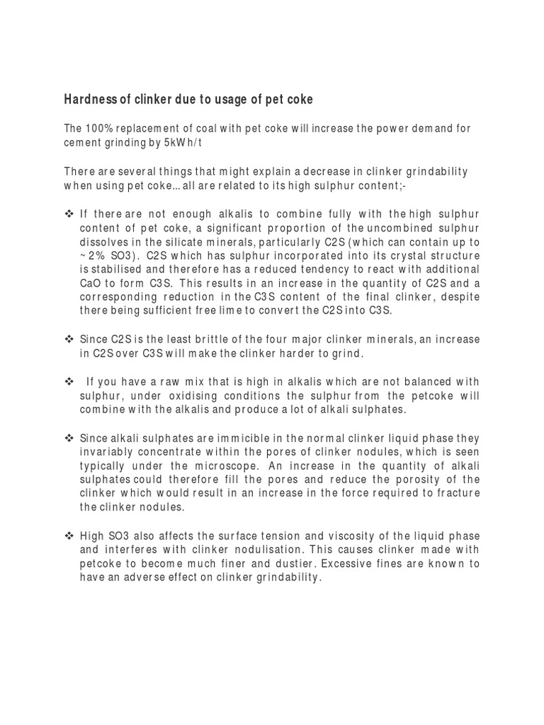 Hardness of Clinker Due To Usage of Pet Coke PDF