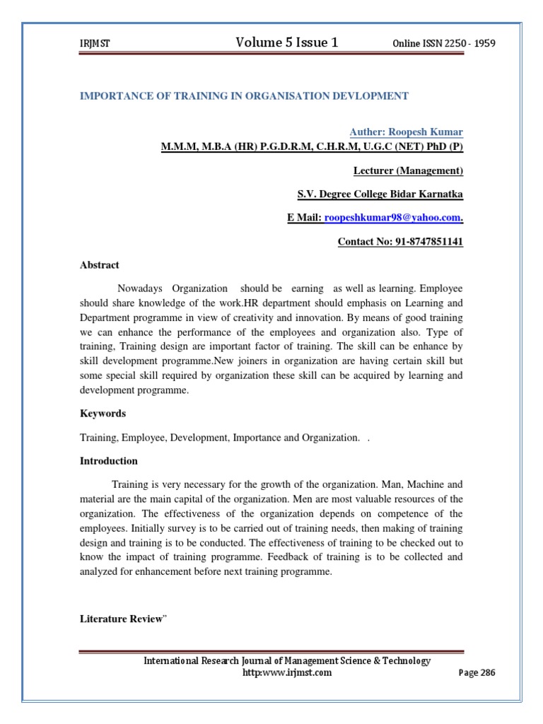 Importance of Training in Organizational Development | PDF