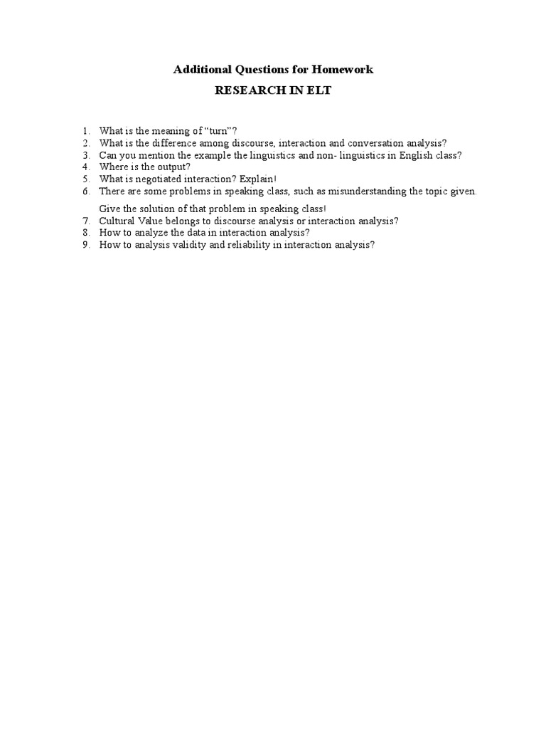 Homework Questions on ELT Research | PDF
