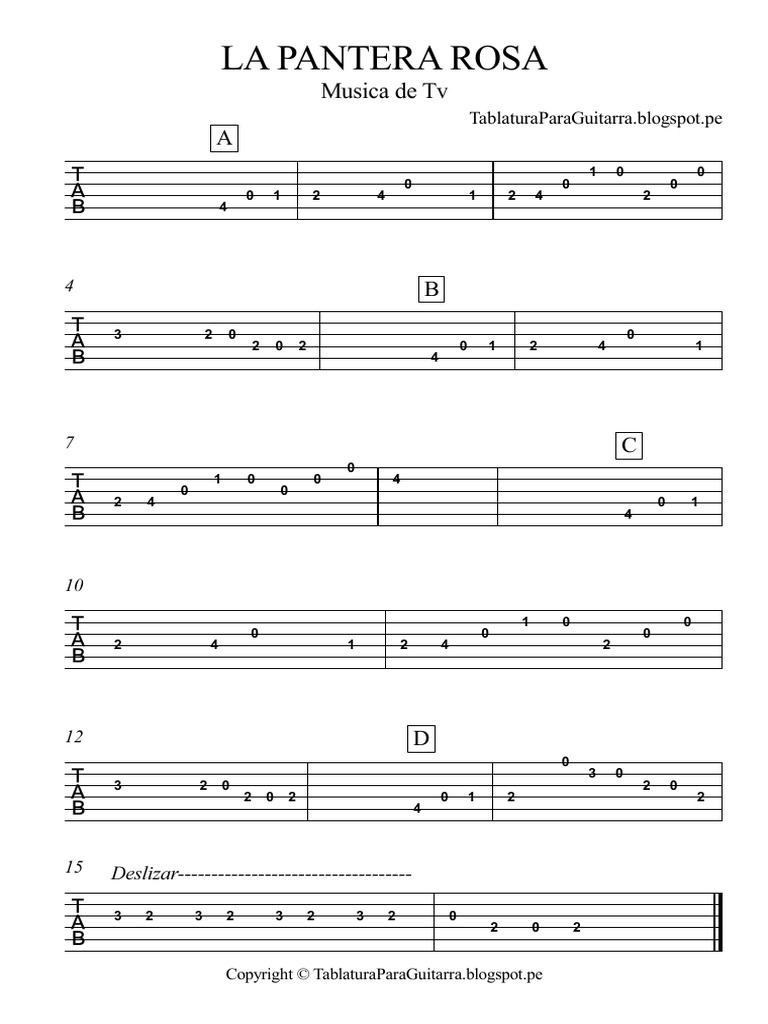 La Pantera Rosa - Tablatura PDF | PDF