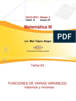 Máximos y mínimos de funciones de varias variables