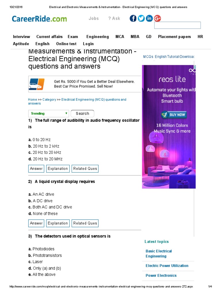 Electrical and Electronic Measurements & Instrumentation Electrical