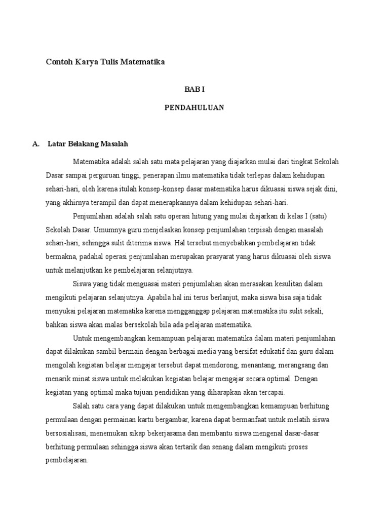 Contoh Karya Tulis Matematika