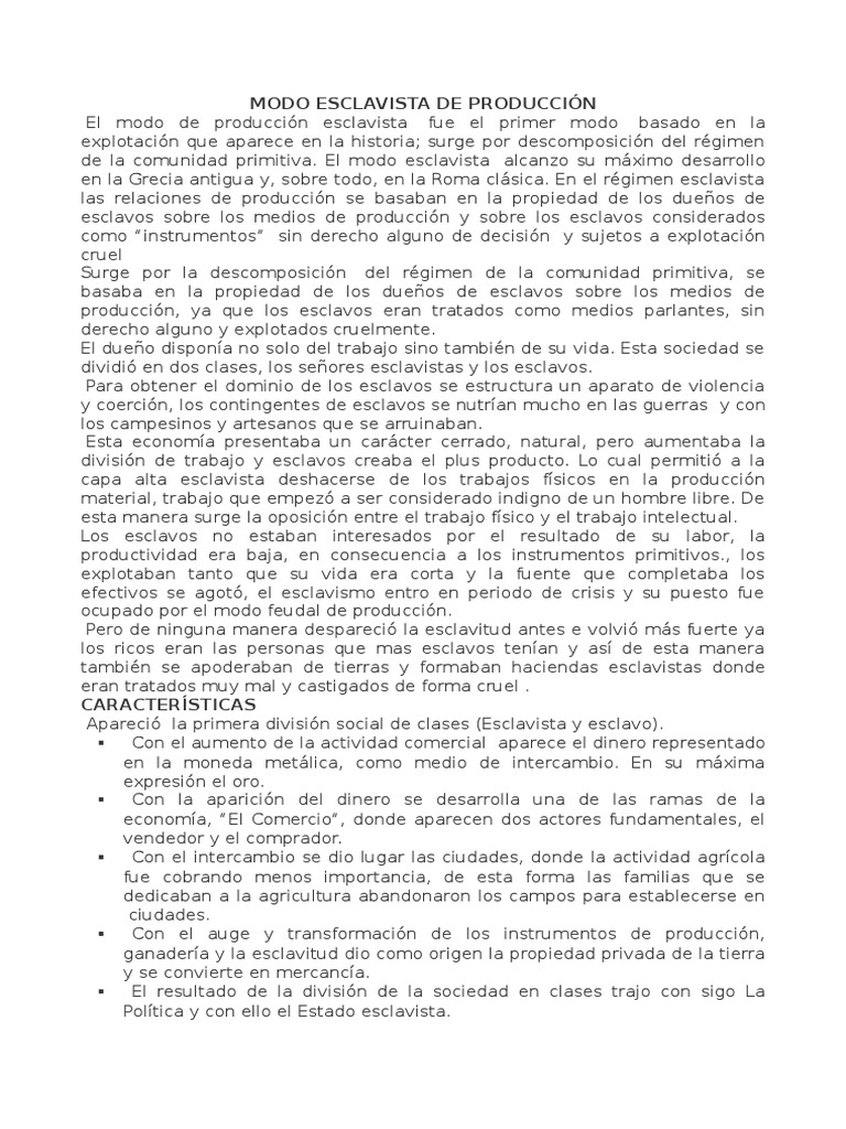 Modo Precapitalista de Produccion Feudalismo Capitalismo