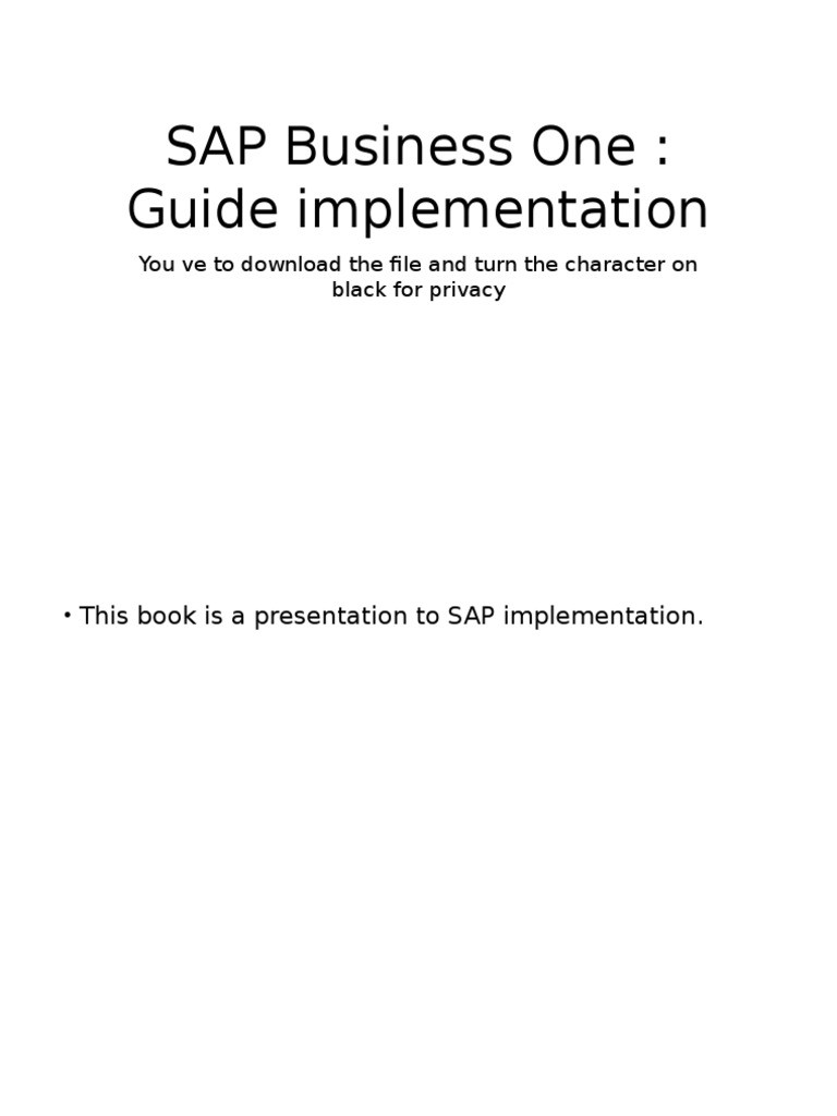 SAP Business One Implementation Guide | PDF