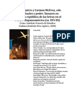 Carlos Aguirre y Carmen McEvoy, eds. Intelectuales y poder. Ensayos en torno a la república de las letras en el Perú e Hispanoamérica (ss. XVIXX) (Lima