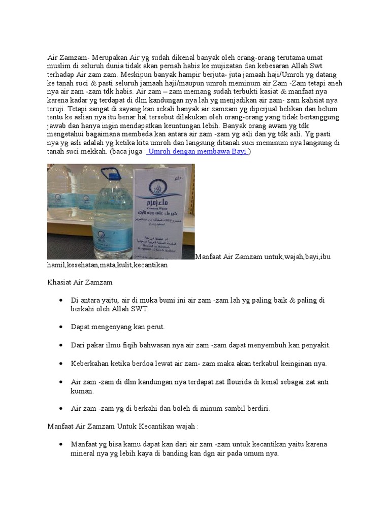 Manfaat Air Zam Zam Untuk Ibu Menyusui Manfaat Air Zam Zam Untuk Ibu Menyusui
