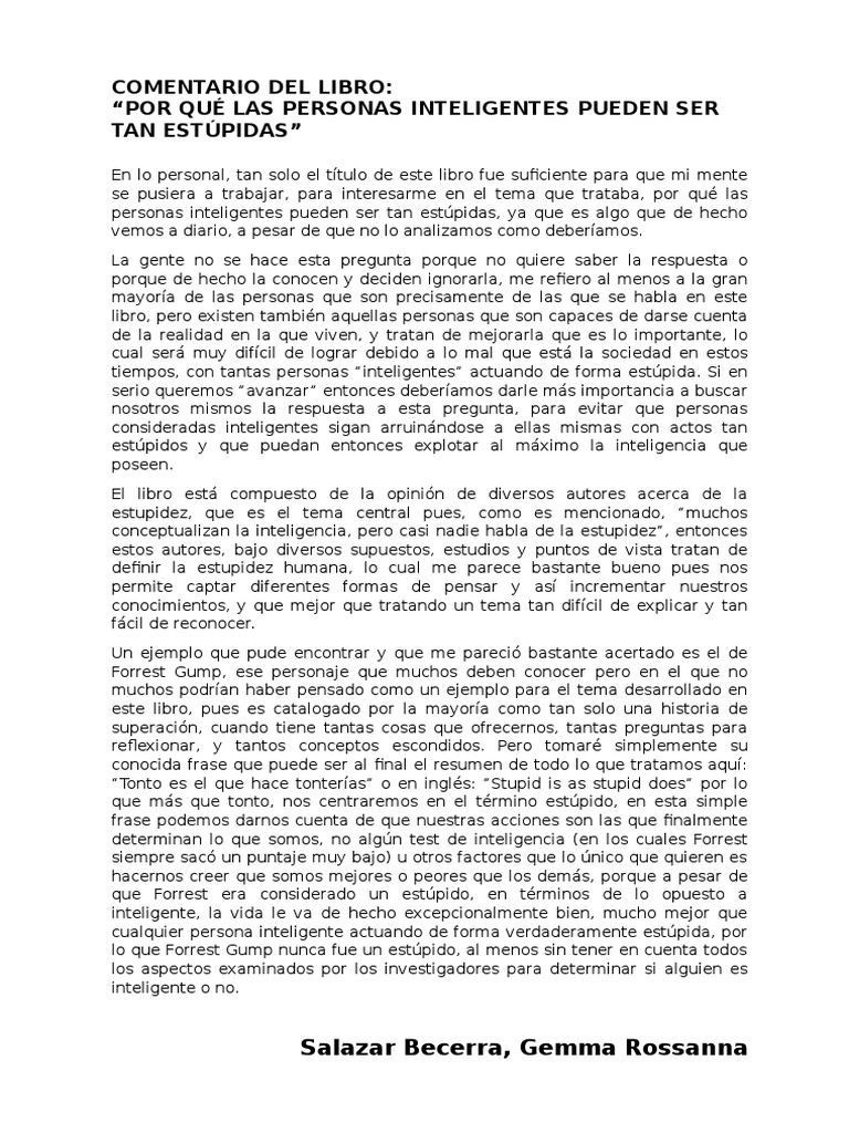 Comentario de Libro - "Por Qué Las Personas Inteligentes Pueden Ser Tan ...
