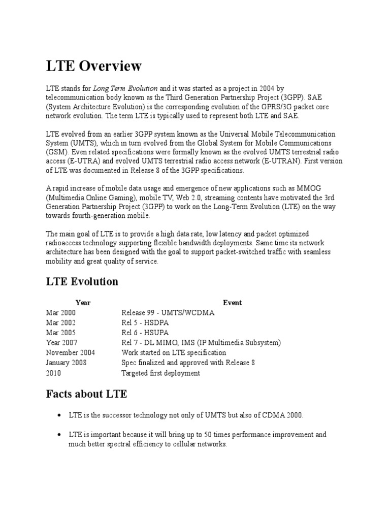 LTE Overview | PDF