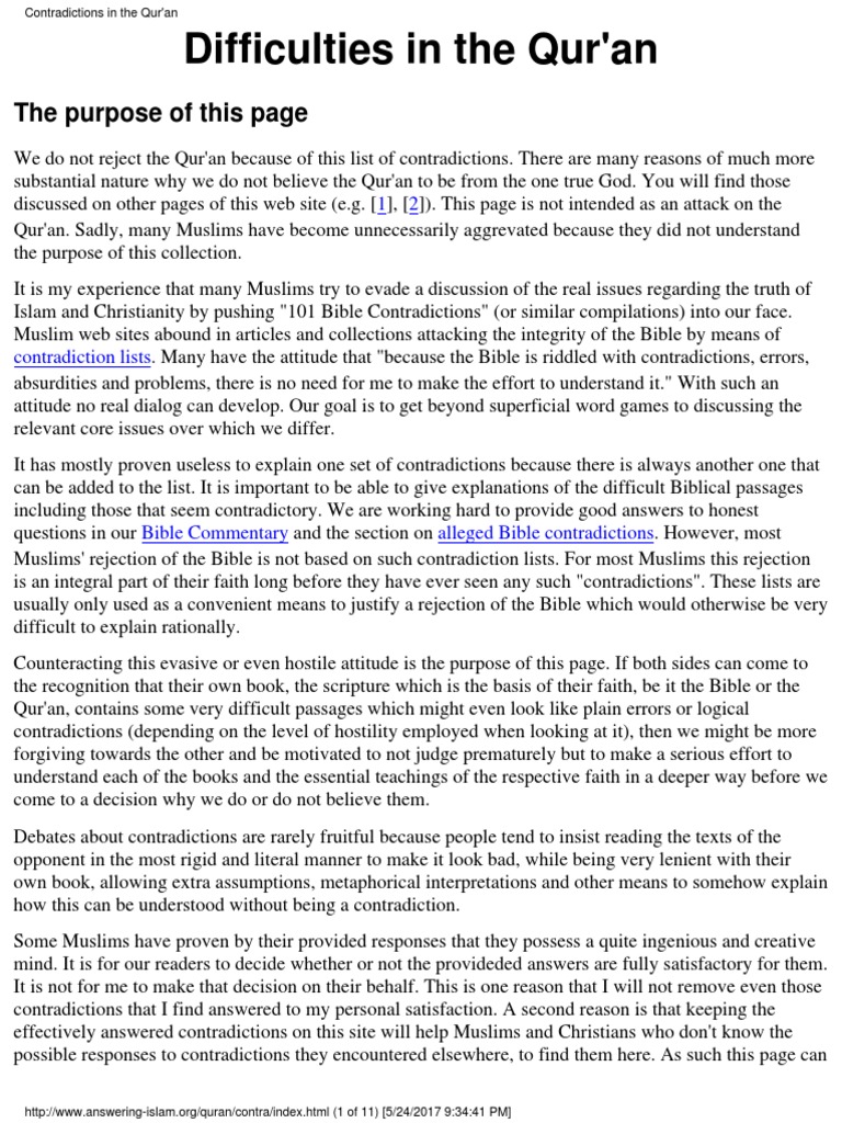 Contradictions in the Qur'an Explained | PDF | Prophets And Messengers ...