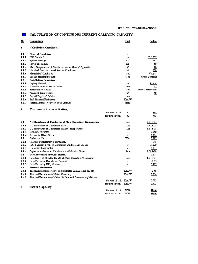 Cable Design Calculations (Air) PDF Electrical Conductor Electrical Resistance And Conductance