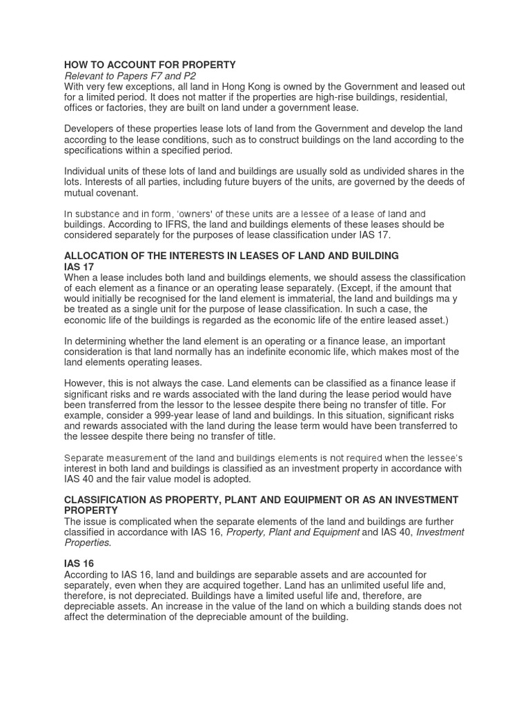 Accounting for Property Interests Held Under Operating Leases of Land