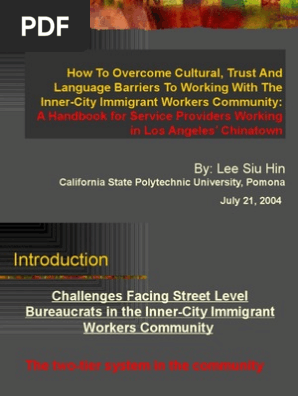 HOW TO OVERCOME CULTURAL, TRUST AND LANGUAGE BARRIERS TO WORKING WITH THE INNERCITY IMMIGRANT WORKERS COMMUNITY