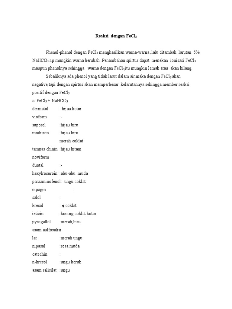 Reaksi Dengan FeCl3 | PDF