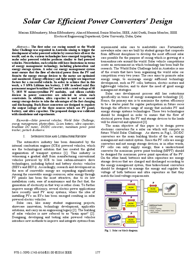 Solar Car Efficient Power Converters Design Ntroduction  Solar Car Efficient Power Converters Design Ntroduction
