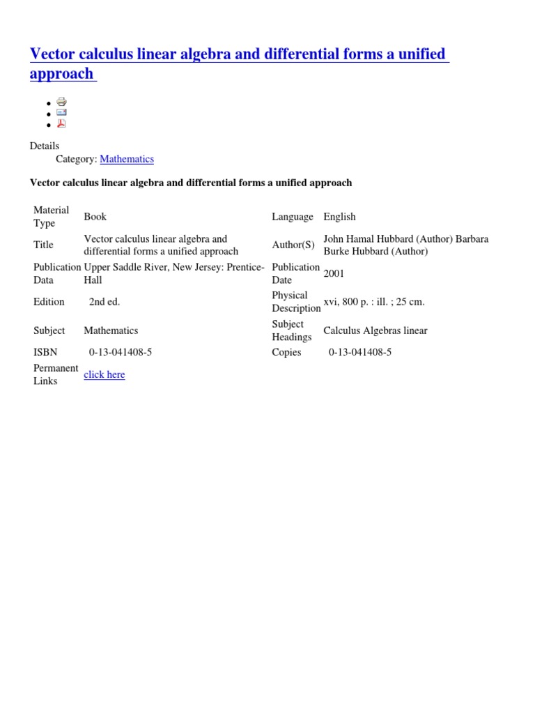 Vector Calculus & Linear Algebra Guide | PDF | Art | Classics