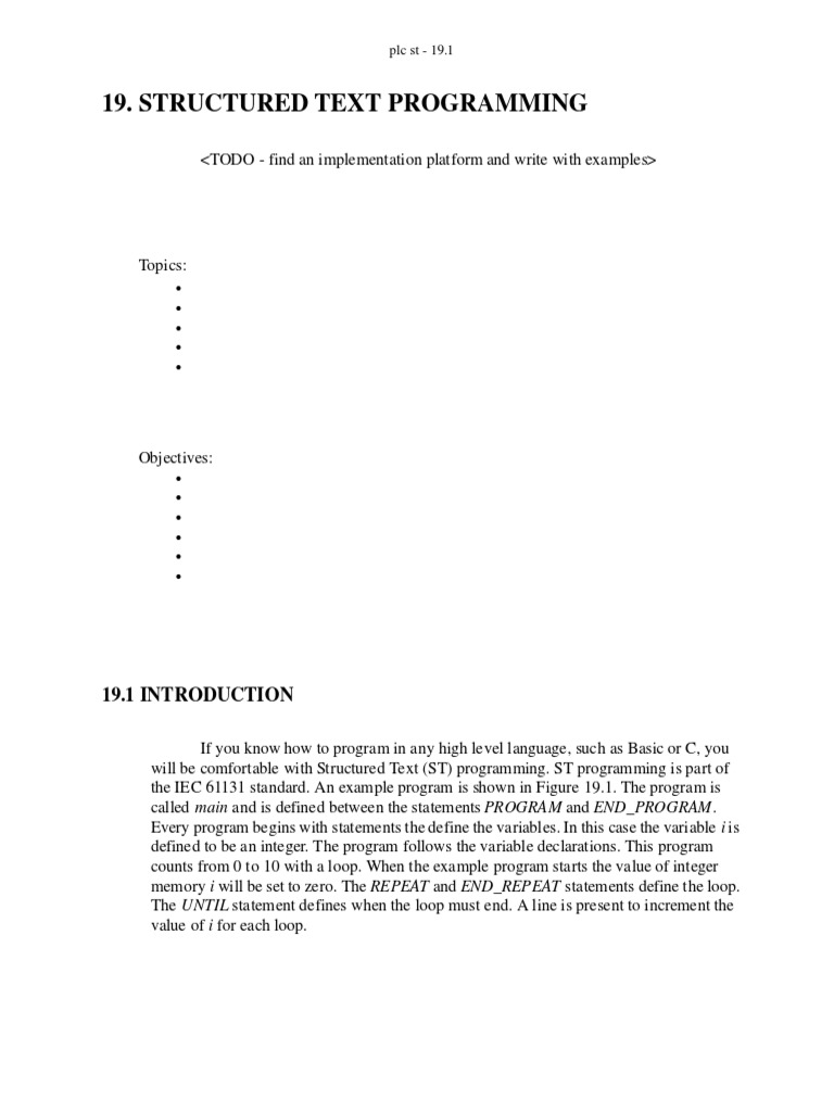 Structured Text Programming: PLC ST - 19.1 | PDF | Programmable Logic ...