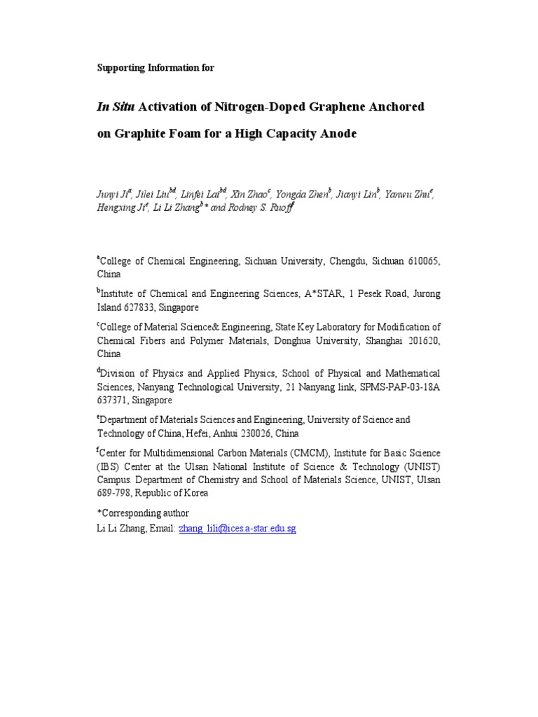Supporting Information in Situ Activation of Nitrogen-Doped Graphene ...