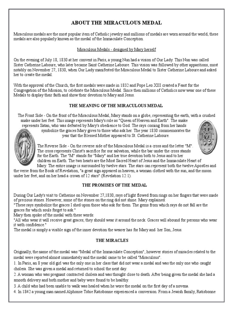 About The Miraculous Medal | PDF | Mary, Mother Of Jesus | Miracle