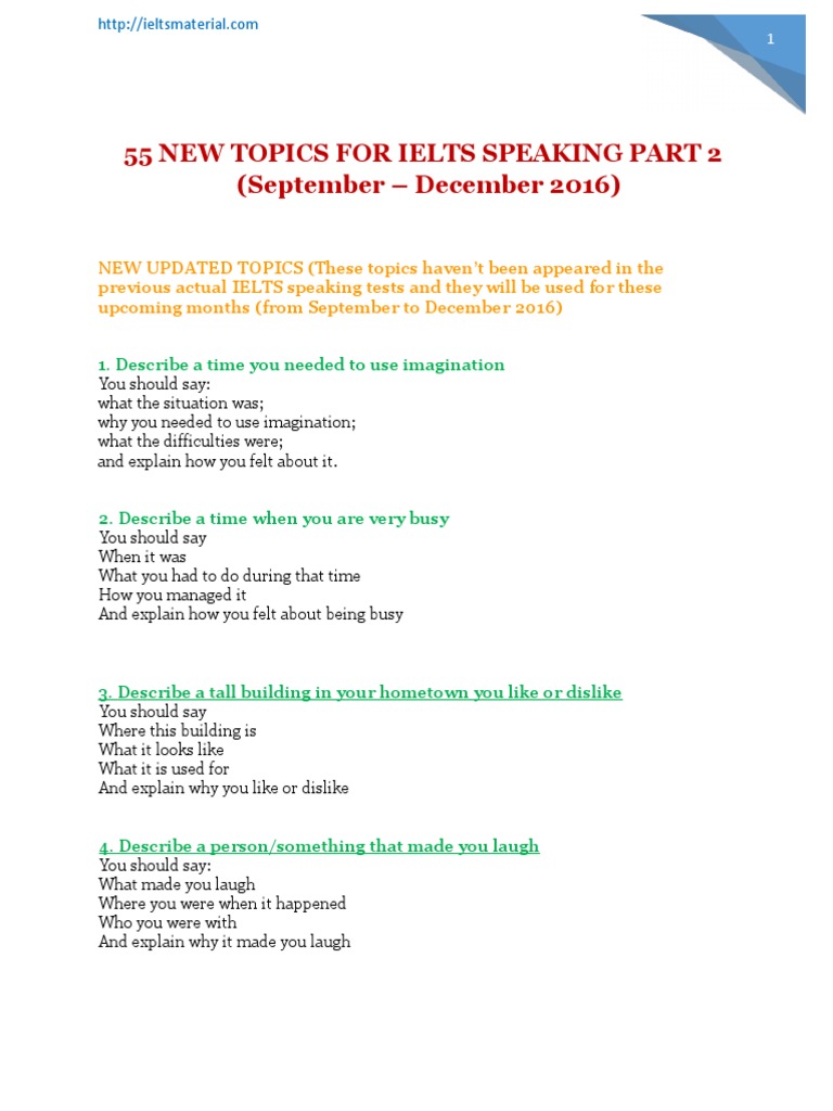 (IELTSMaterial - Com) 55 TOPICS FOR IELTS SPEAKING PART 2 - Sep - Dec ...