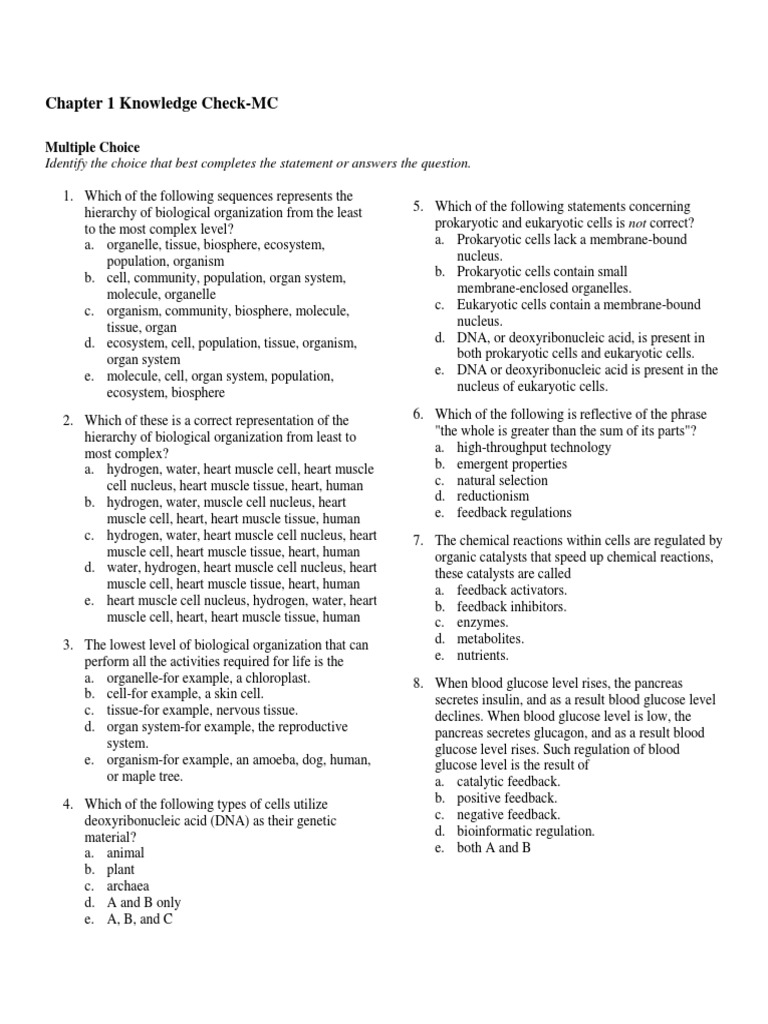 Chapter 1 Knowledge Check | PDF | Cell (Biology) | Experiment
