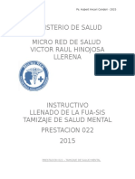 Instructivo para El Llenado de Las Fuas Sis de Salud Mental