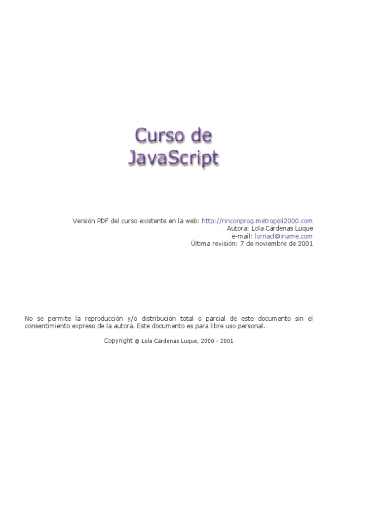 Curso de JavaScript PDF | PDF | Script Java | Lenguaje de programación