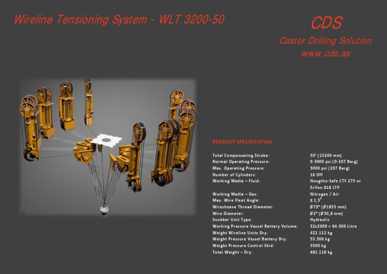 Wireline Tensioning System Specs 3200-50 | PDF