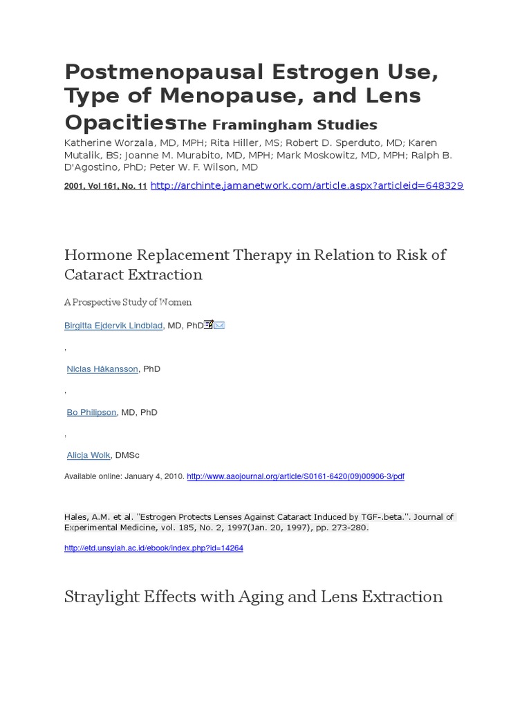 Postmenopausal Estrogen Use PDF