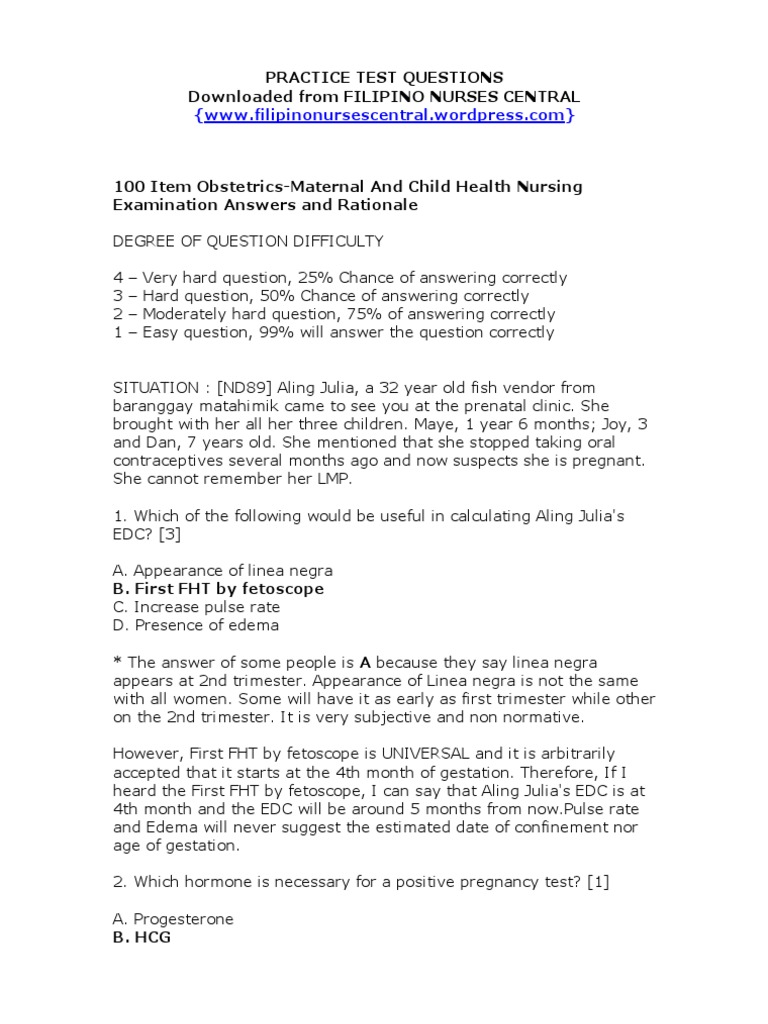 Obstetrics Practice Test Questions | PDF | Menstrual Cycle | Childbirth