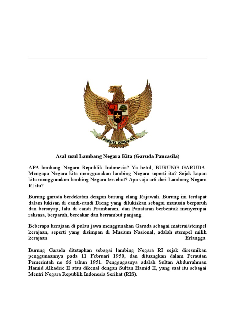 Asal Usul Lambang Negara Kita Garuda Pancasila