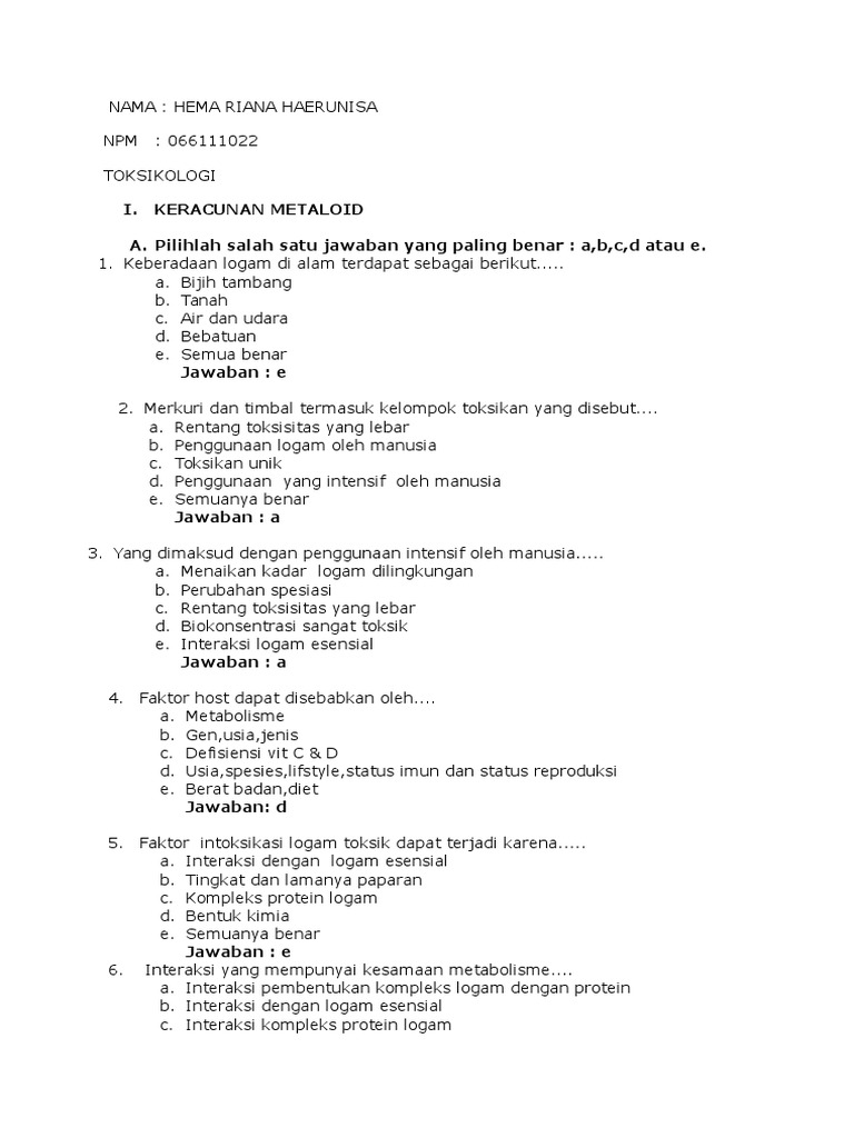 Soal Parasitologi Dan Jawabannya Ilmu Soal