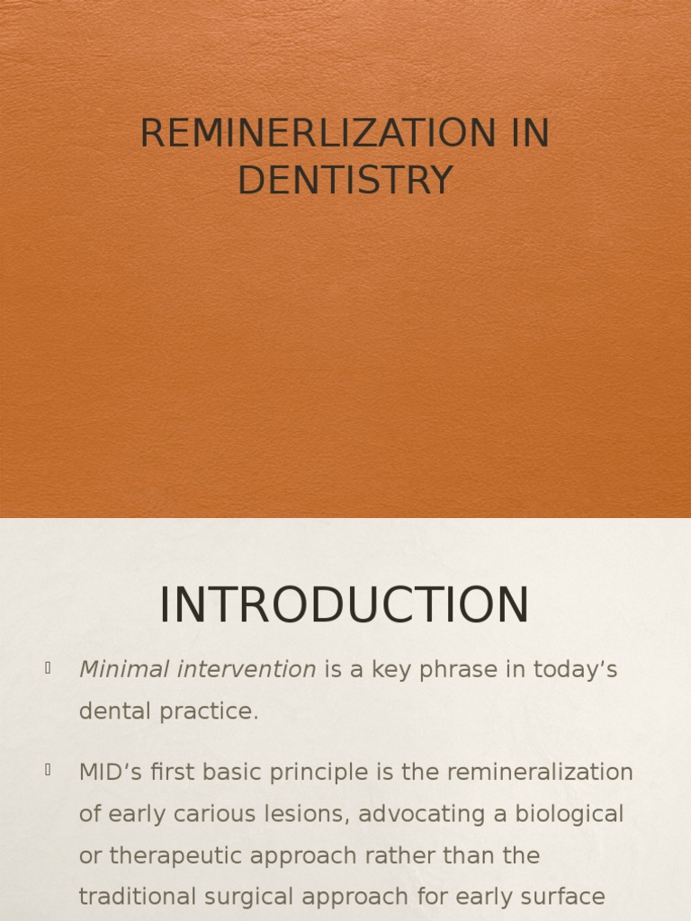 Reminerlization in Dentistry PDF Tooth Enamel Chemical Substances — free download