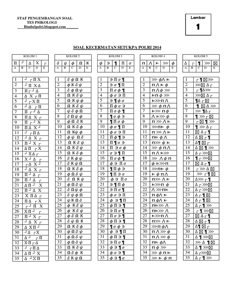Simbol Hilang Ketelitian Psikotes Pdf