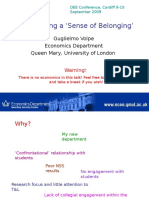 Developing A Sense of Belonging': Guglielmo Volpe Economics Department Queen Mary, University of London