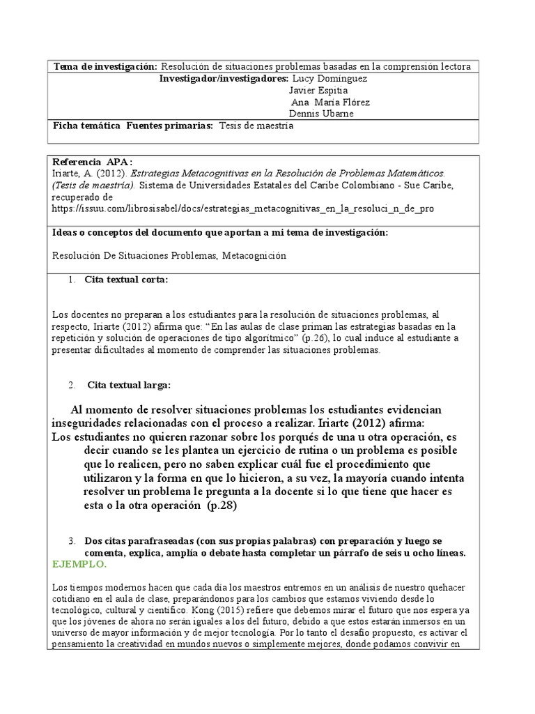 Ejemplo de Fichas Tematicas Creatividad Tecnología e ingeniería