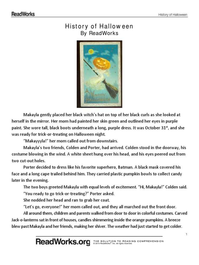 History of Halloween by Readworks PDF Halloween