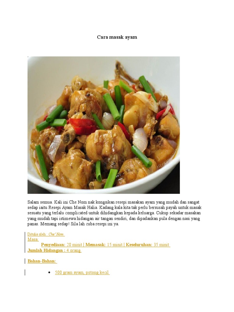 Cara Masak Ayam