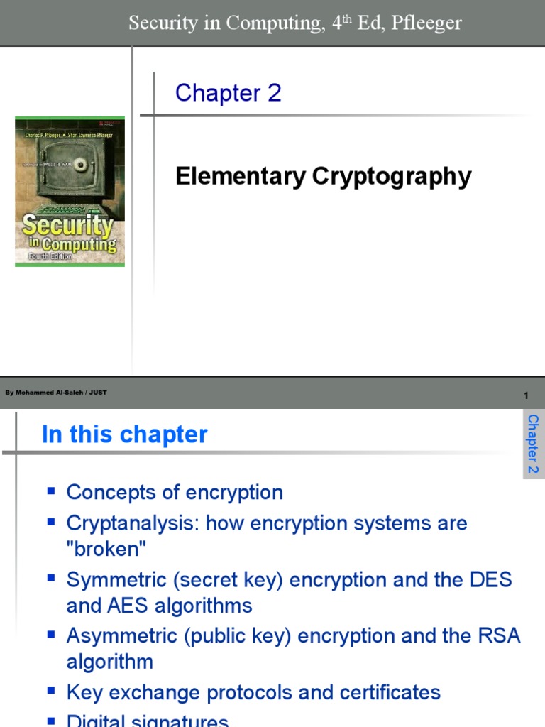 Chapter 2 - Elementary Cryptography | PDF | Cryptography | Cipher