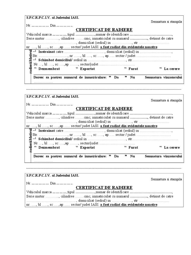 Certificat De Radiere Doc