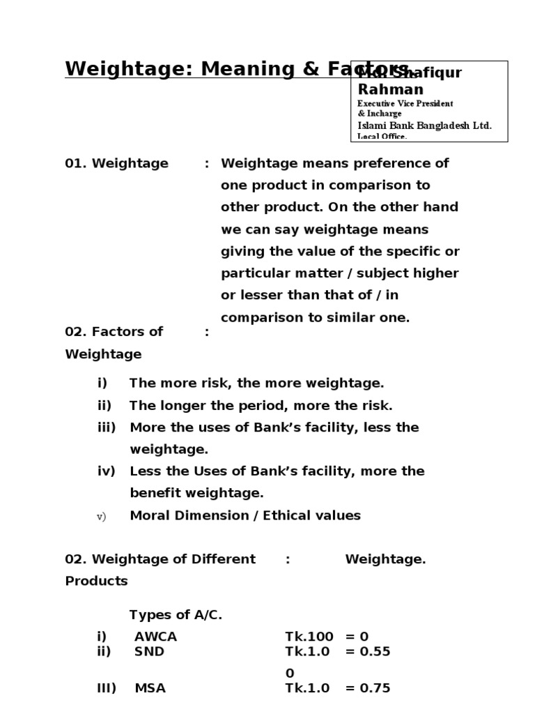 06. Weightage Meaning & Factors, Calculation & Techniques for