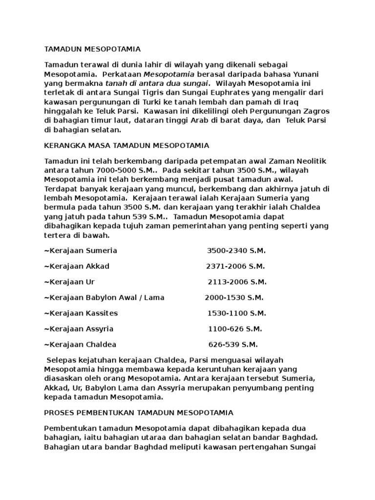 Tamadun Mesopotamia | PDF