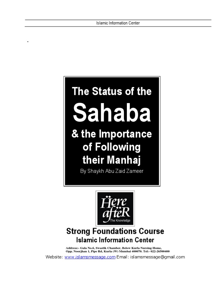 Status of the Sahaba and Their Manhaj | PDF | Prophets And Messengers ...