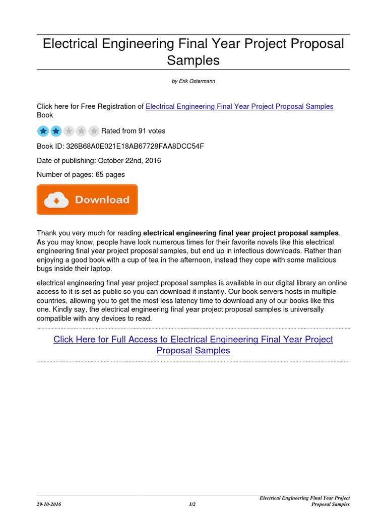 Electrical Engineering Final Year Project Proposal Samples In Engineering Project Proposal Template
