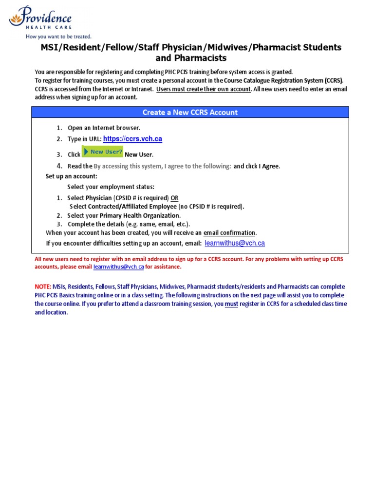 PHC PCIS Training Registration Guide | PDF | Email | Educational Technology