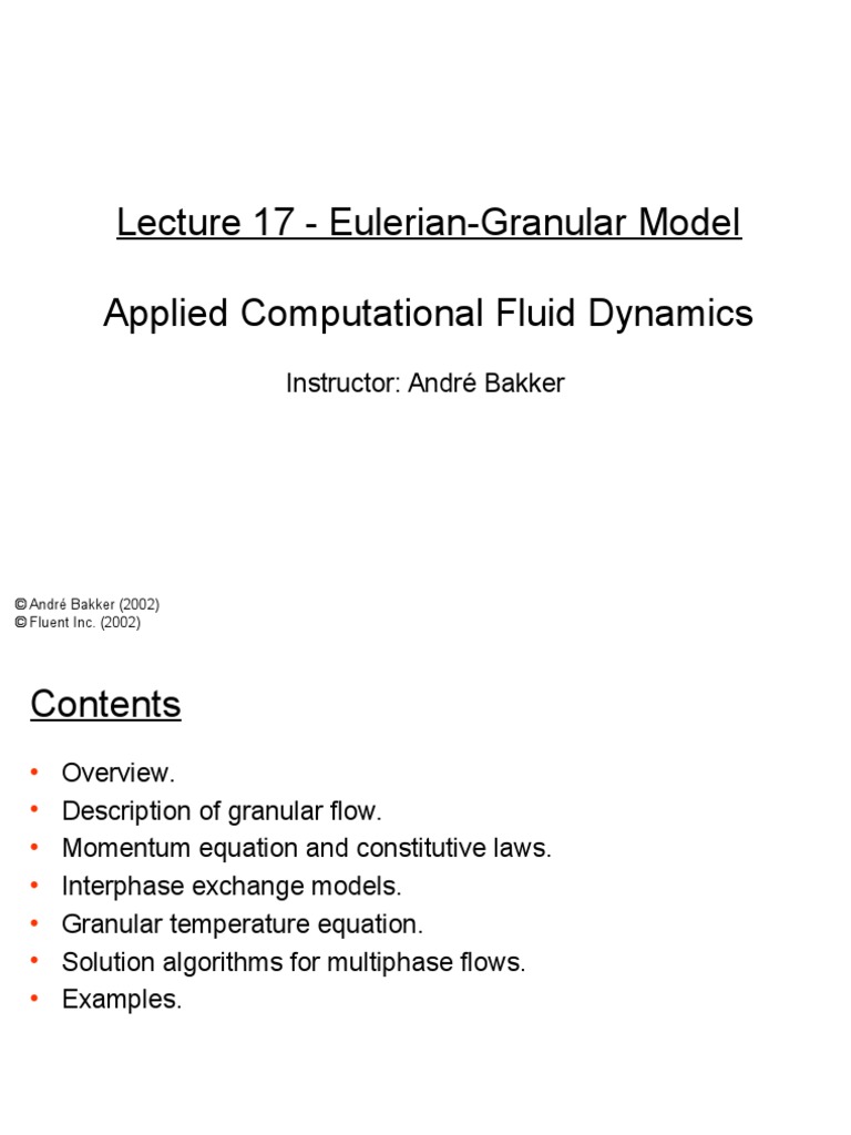 Eulerian Granular Model | PDF | Fluid Dynamics | Gases