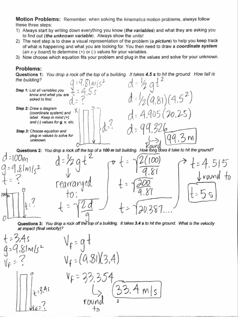 Free Fall Acceleration Due To Gravity Work Packet Answer Key | PDF |  Gravity | Physical Phenomena