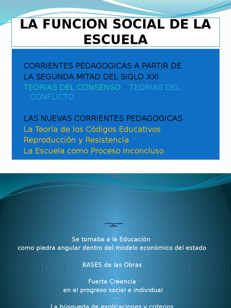 Función Social de la Escuela y Teorías Educativas | PDF | Plan de ...