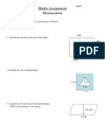 Maths Assignment: Mensuration