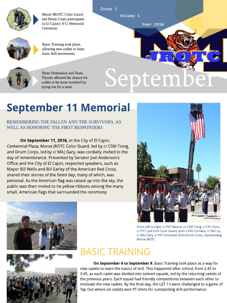 September: Sept em Ber 11 M em or Ial | PDF | Cadet | Military ...